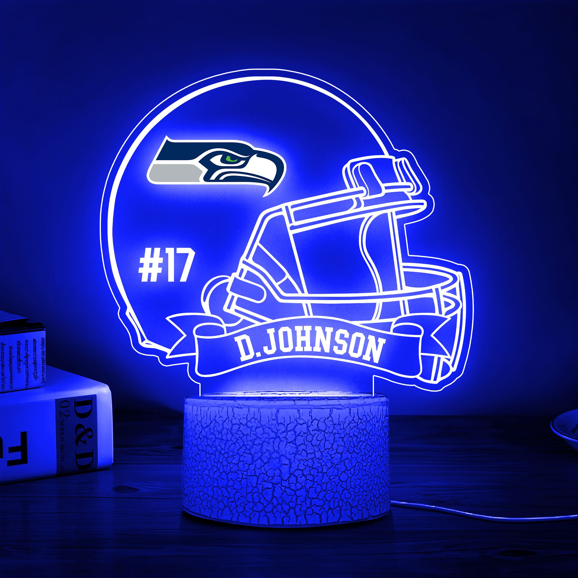 Seattle Seahawks 3D Led Lamp Custom Name And Number, Sport Lamp, Home Decor 