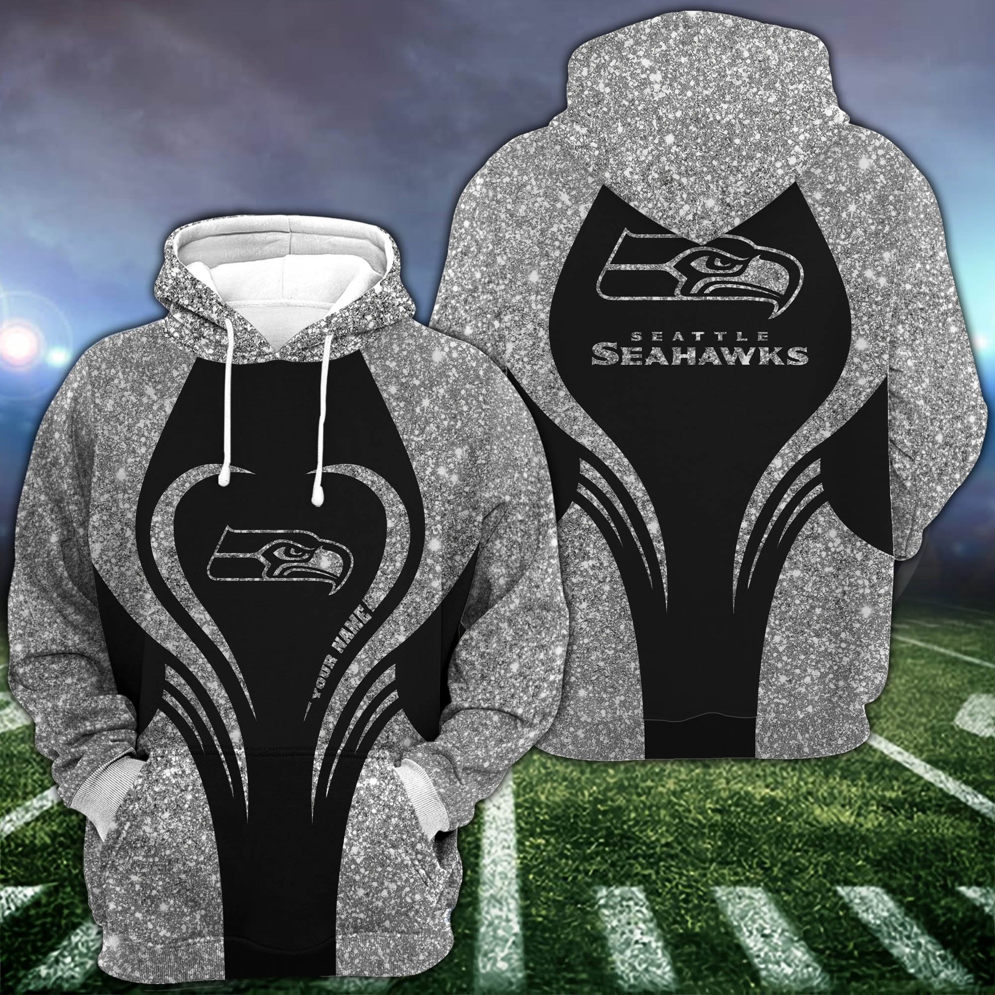 Seattle Seahawks Hoodie #038 Leggings Set For Women Custom Your Name, Leggings Sport, Football Fan Gift 