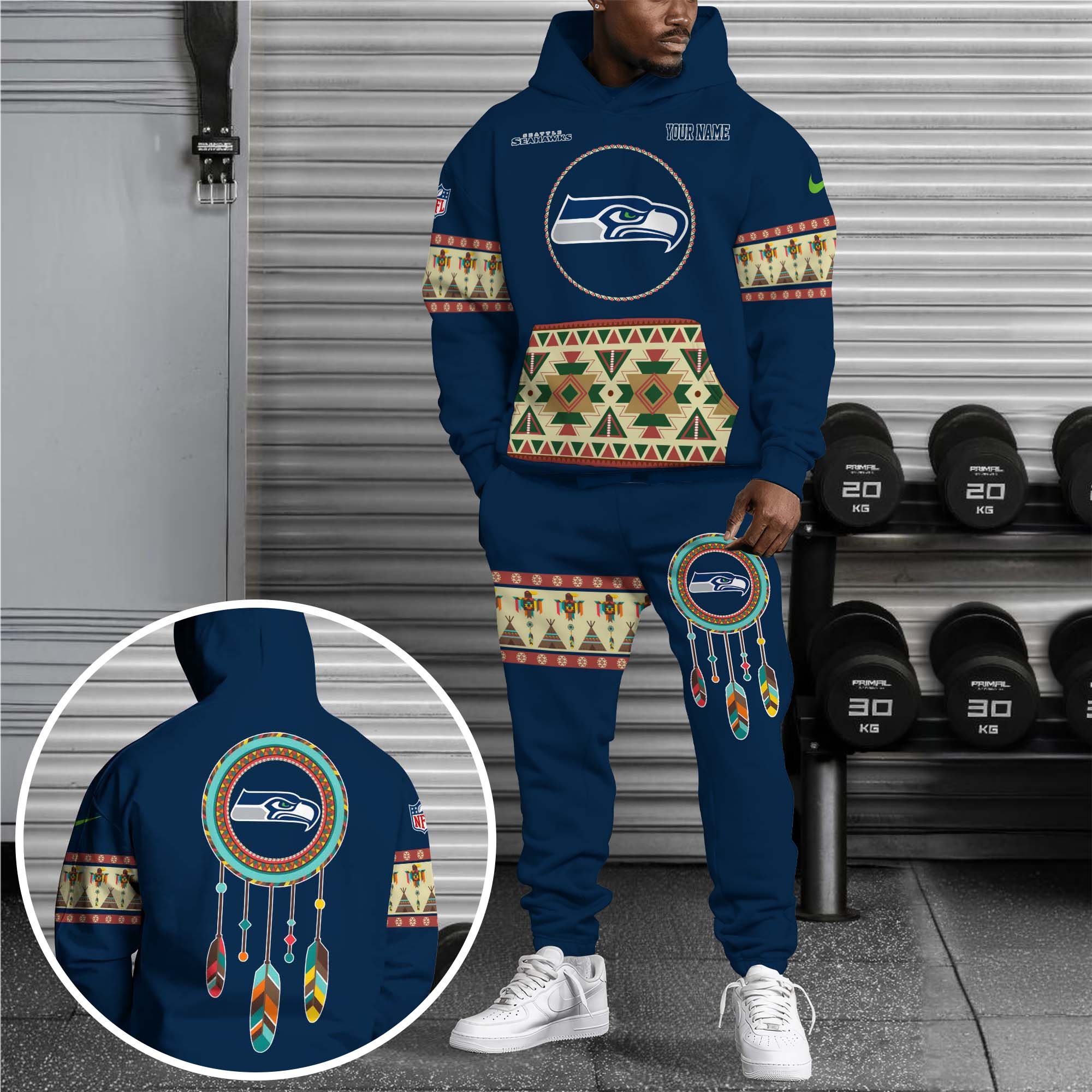 Seattle Seahawks Hoodie Sweatpants Set Custom Your Name, Sport Hoodie Sweatpants Set, Sport Gifts For Fan