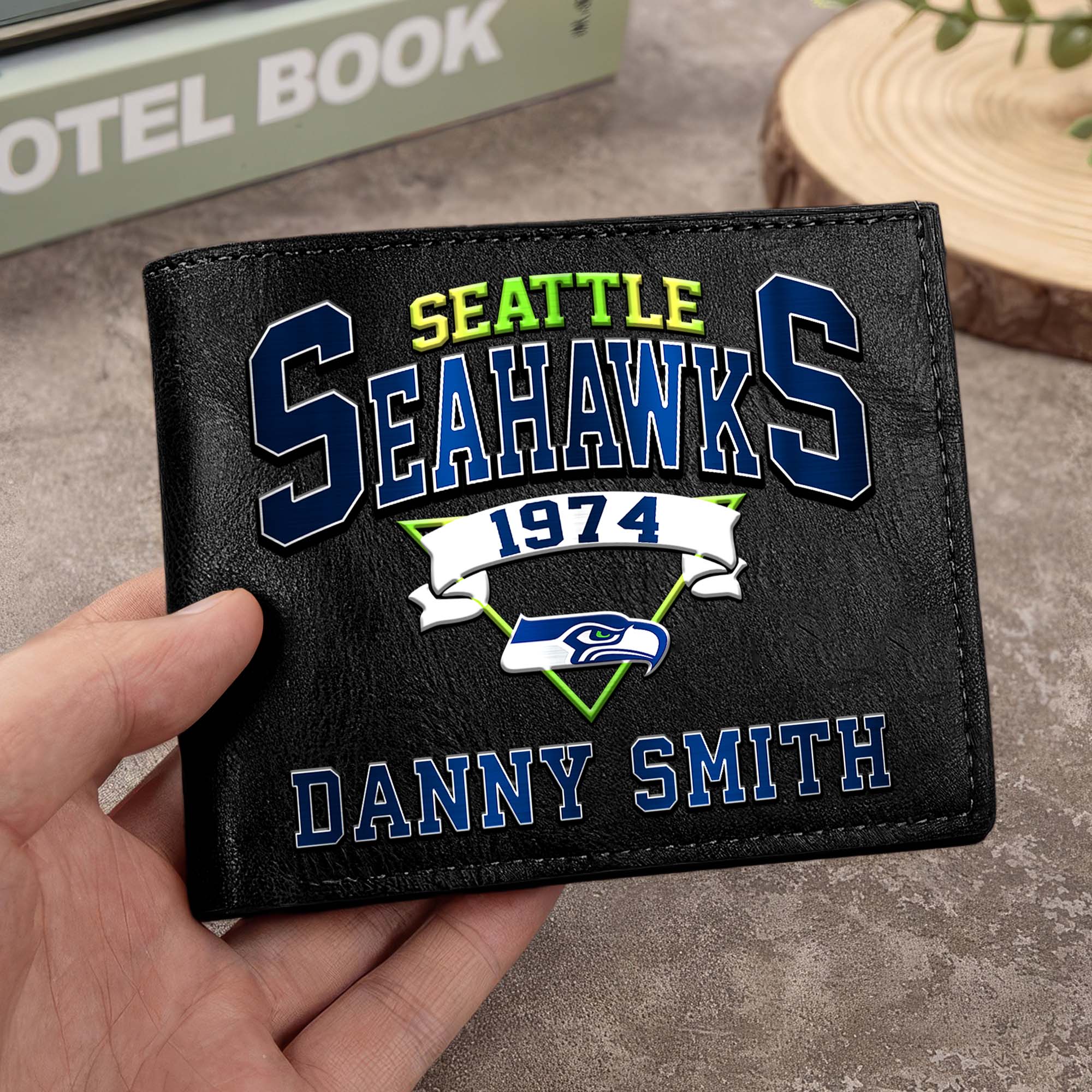 Seattle Seahawks Men Wallet Custom Your Name, Football Team Men Wallet For Fans, Gifts For Football Lovers