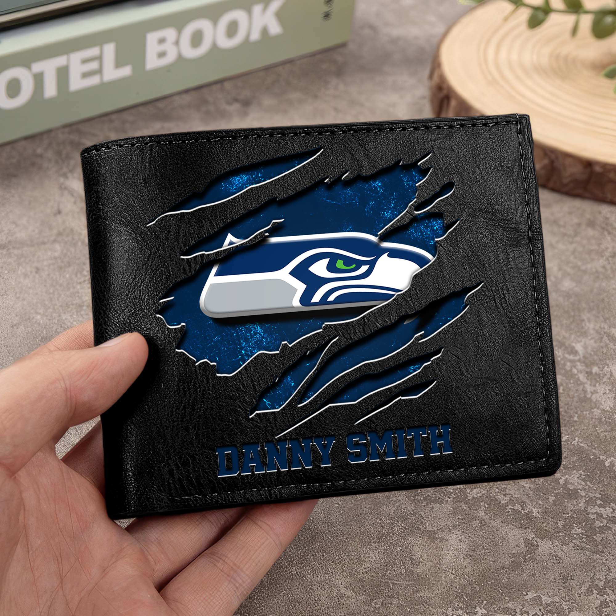 Seattle Seahawks Men Wallet Custom Your Name, Football Team Men Wallet For Fans, Gifts For Football Lovers