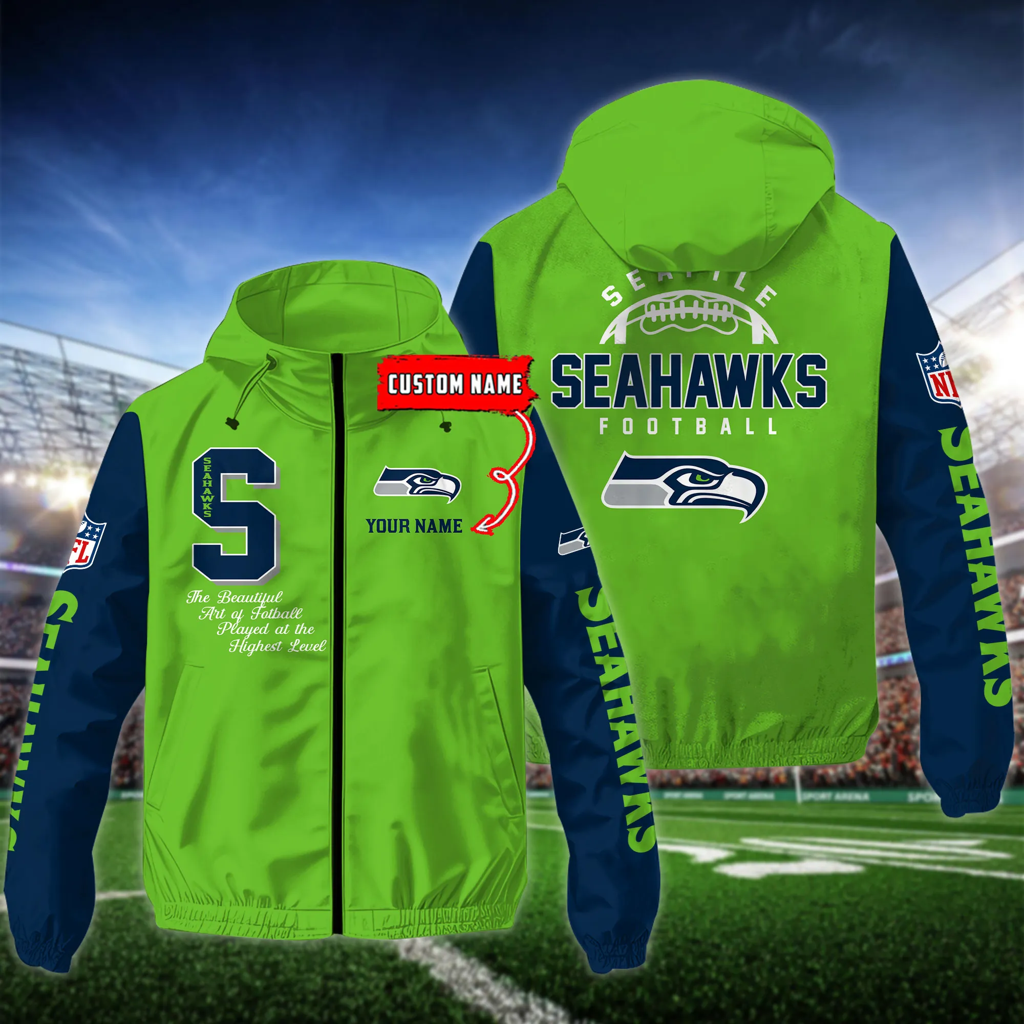 Seattle Seahawks NFL Personalized Style Windbreaker Jacket For Fans