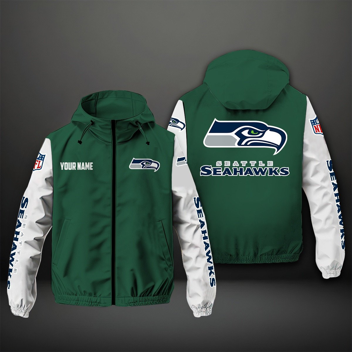 Seattle Seahawks NFL Personalized Windbreaker Jacket For Fan