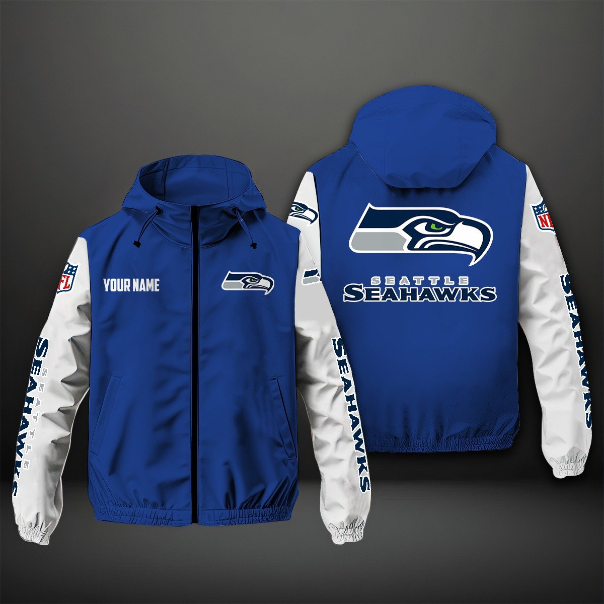 Seattle Seahawks NFL Personalized Windbreaker Jacket For Fan