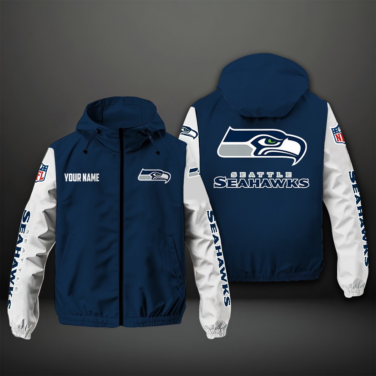 Seattle Seahawks NFL Personalized Windbreaker Jacket For Fan