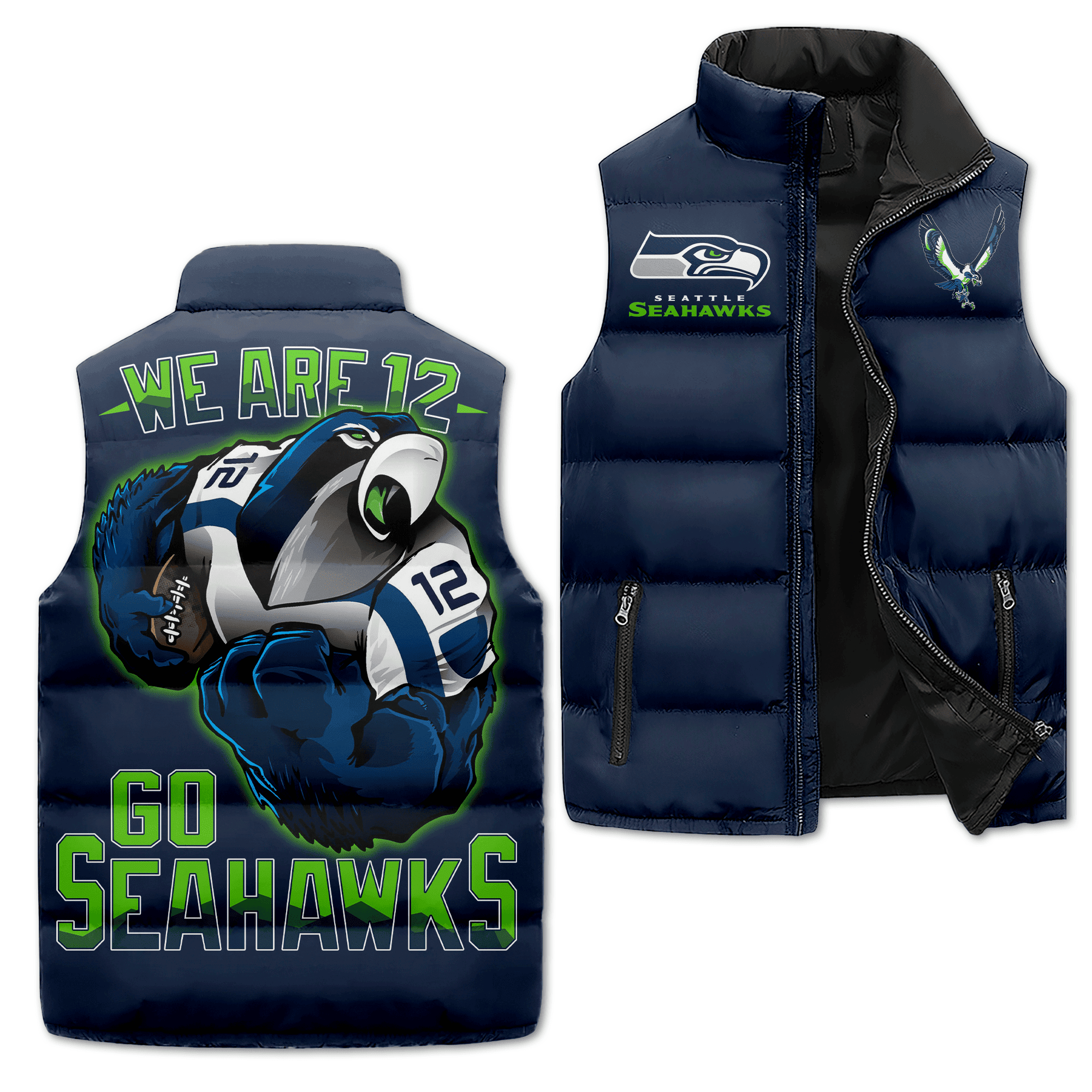 Seattle Seahawks NFL Sleeveless Puffer Jacket