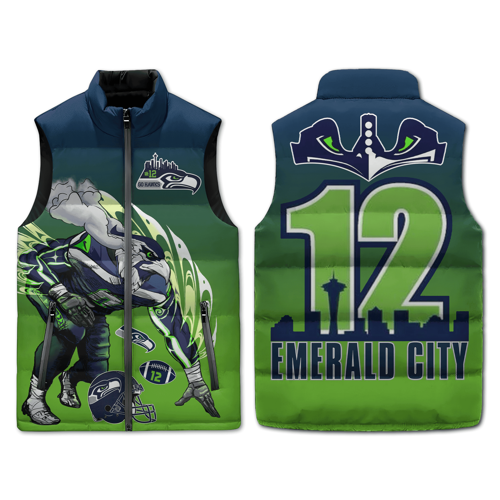 Seattle Seahawks NFL Sleeveless Puffer Jacket
