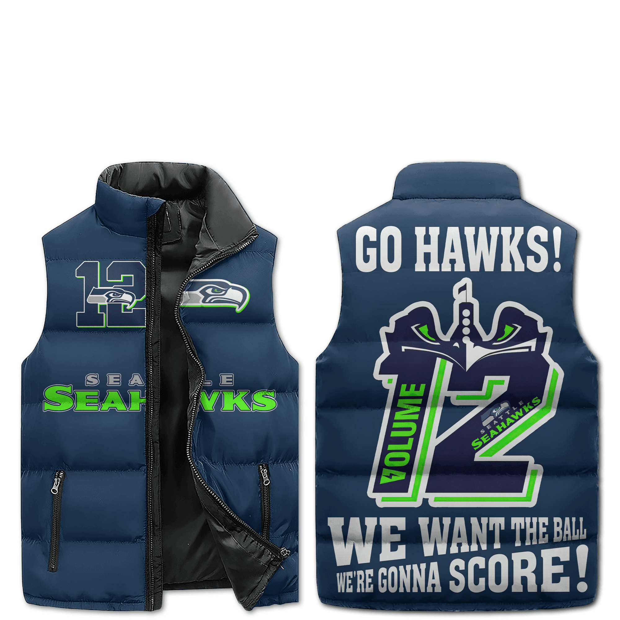 Seattle Seahawks NFL Sleeveless Puffer Jacket