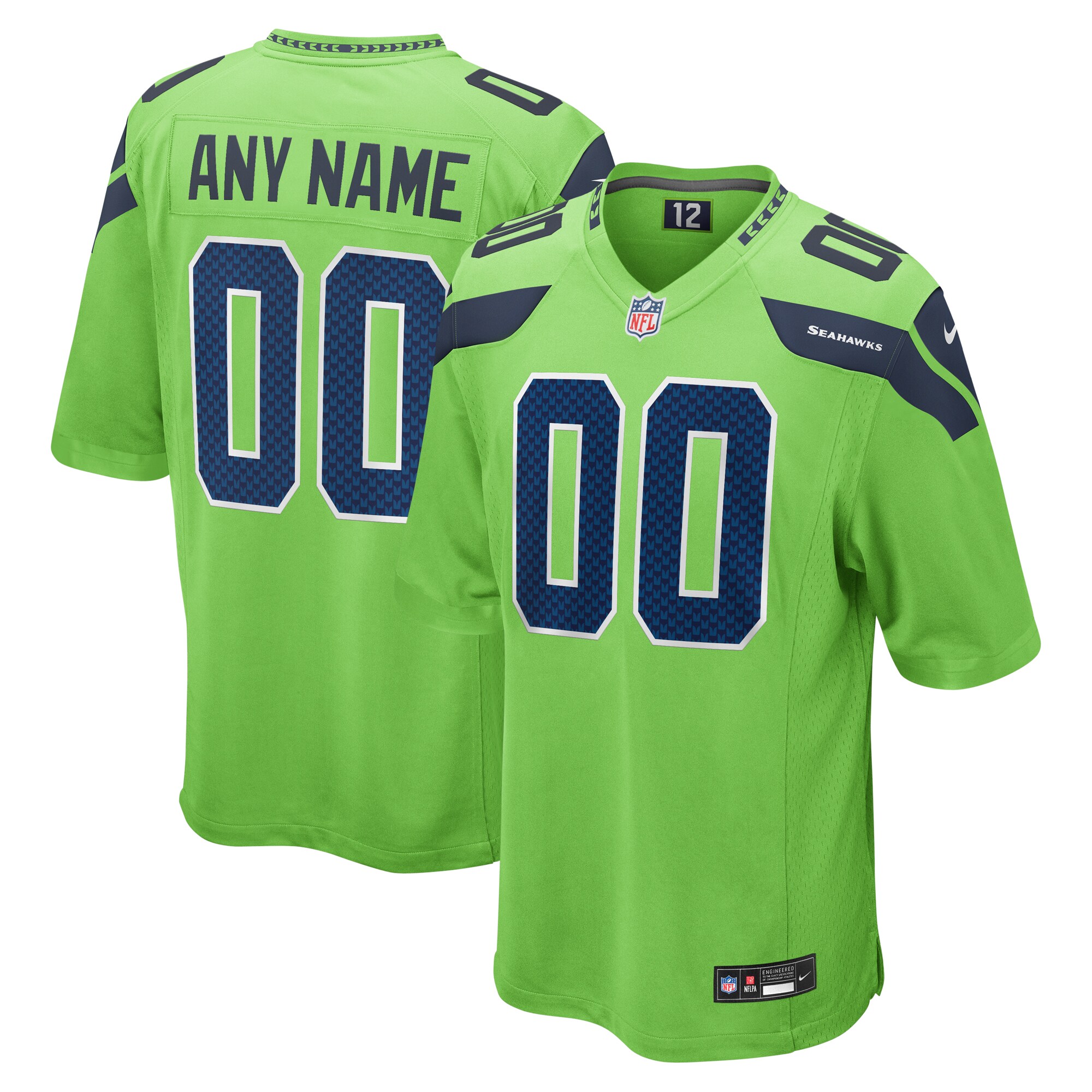Seattle Seahawks Nike Alternate Custom Game Jersey   Neon Green