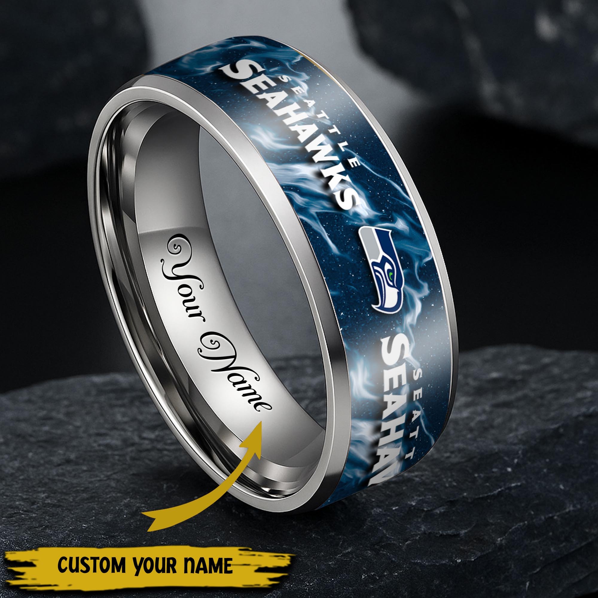 Seattle Seahawks Stainless Steel Rings Comes With Box 2025 Versions, Gifts For Fan