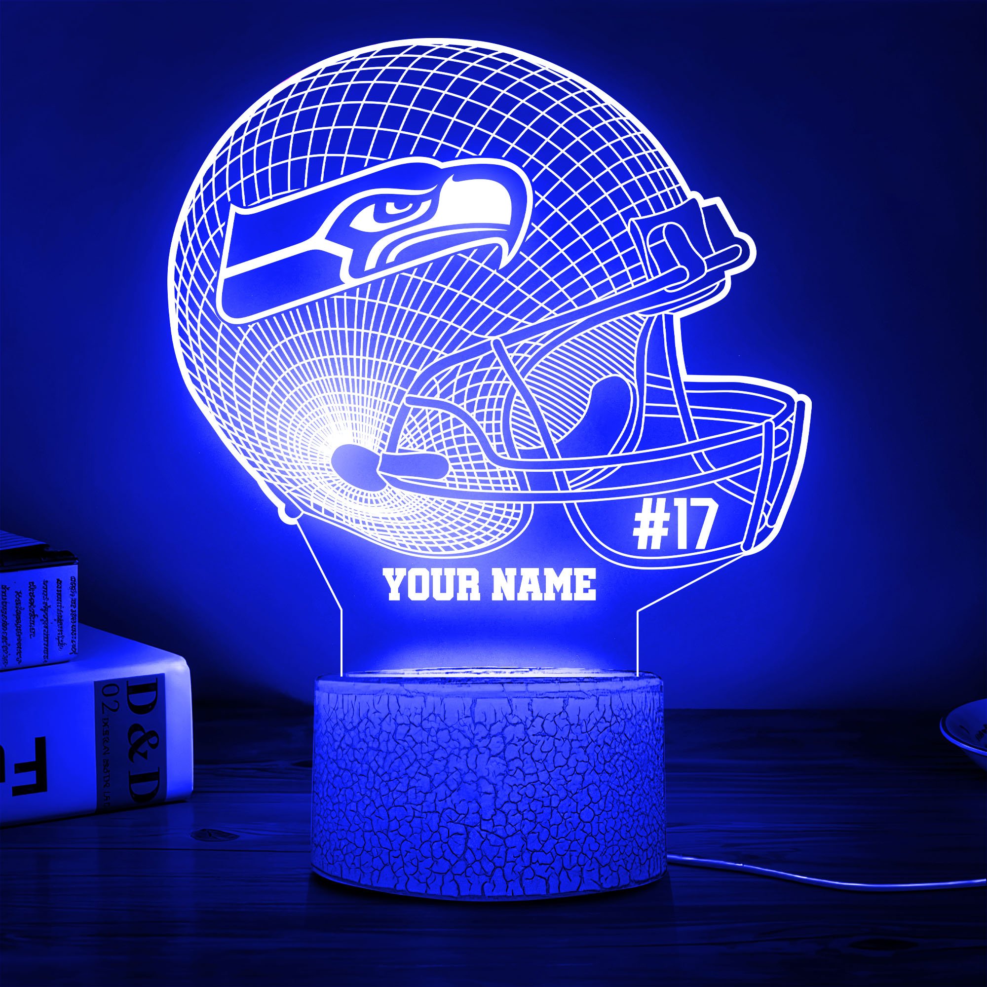 Seattle Seahawks Team 3D Led Lamp Custom Name And Year, Sport Lamp, Home Decor 