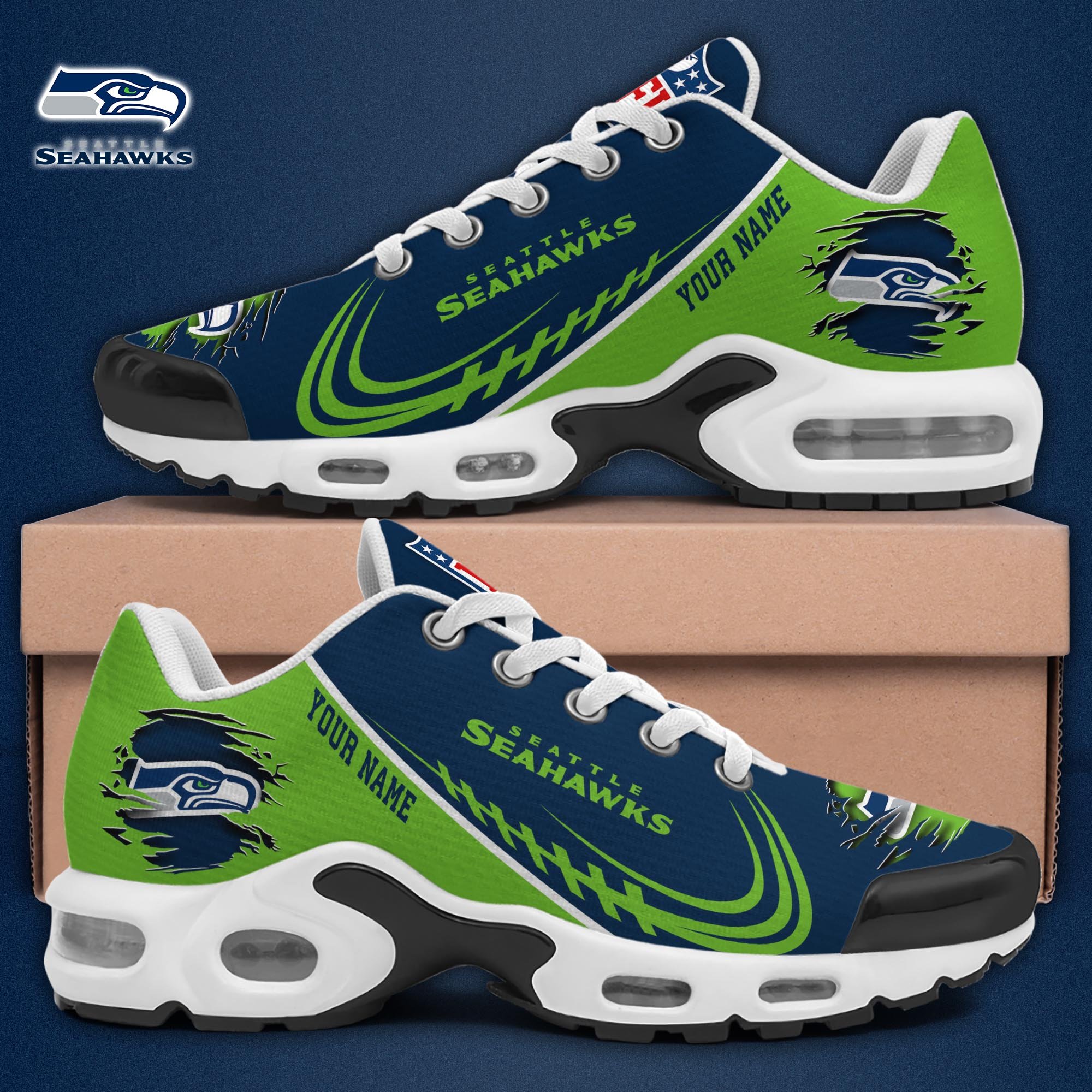 Seattle Seahawks TN Shoes 2025 Version Custom Name, Sport Shoes For Fan, Fan Gifts