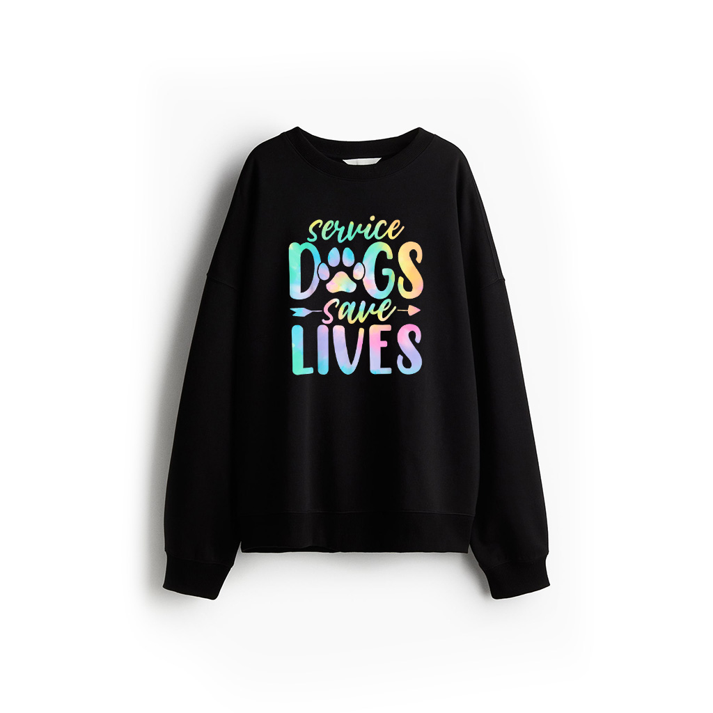 Service Dogs Save Lives Funny Dog Tie Dye Animal Advocate Sweatshirt
