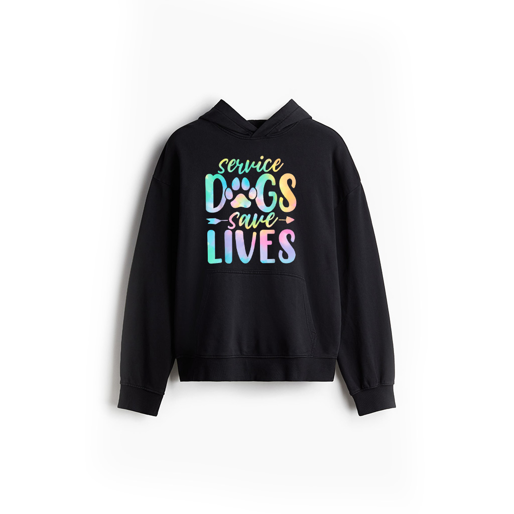 Service Dogs Save Lives Funny Dog Tie Dye Animal Advocate Hoodie