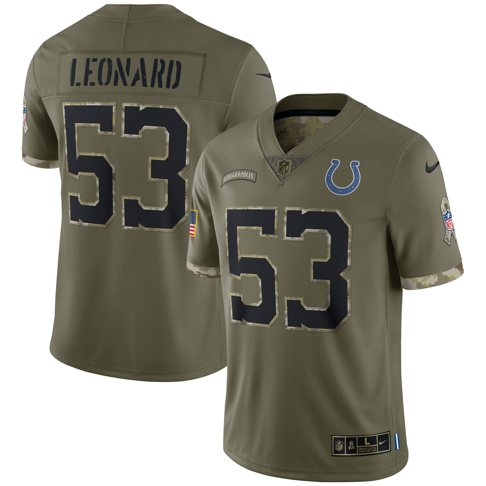 Shaquille Leonard Indianapolis Colts Nike Salute To Service Limited Jersey   Olive