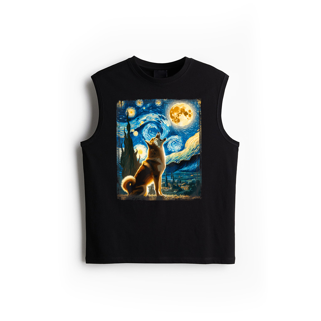 Shiba Inu Dog Canine Art Van Gogh Starry Night Shiba Inu Tank Top