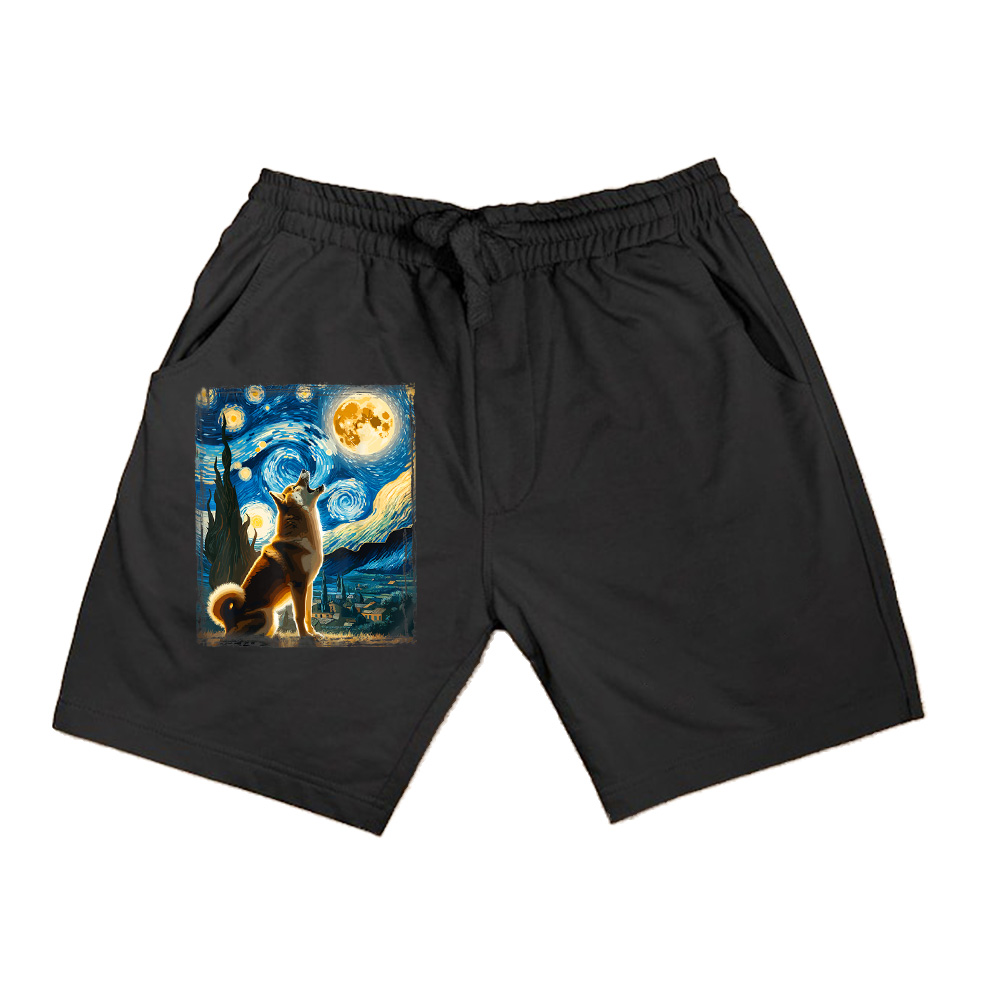 Shiba Inu Dog Canine Art Van Gogh Starry Night Shiba Inu Shorts