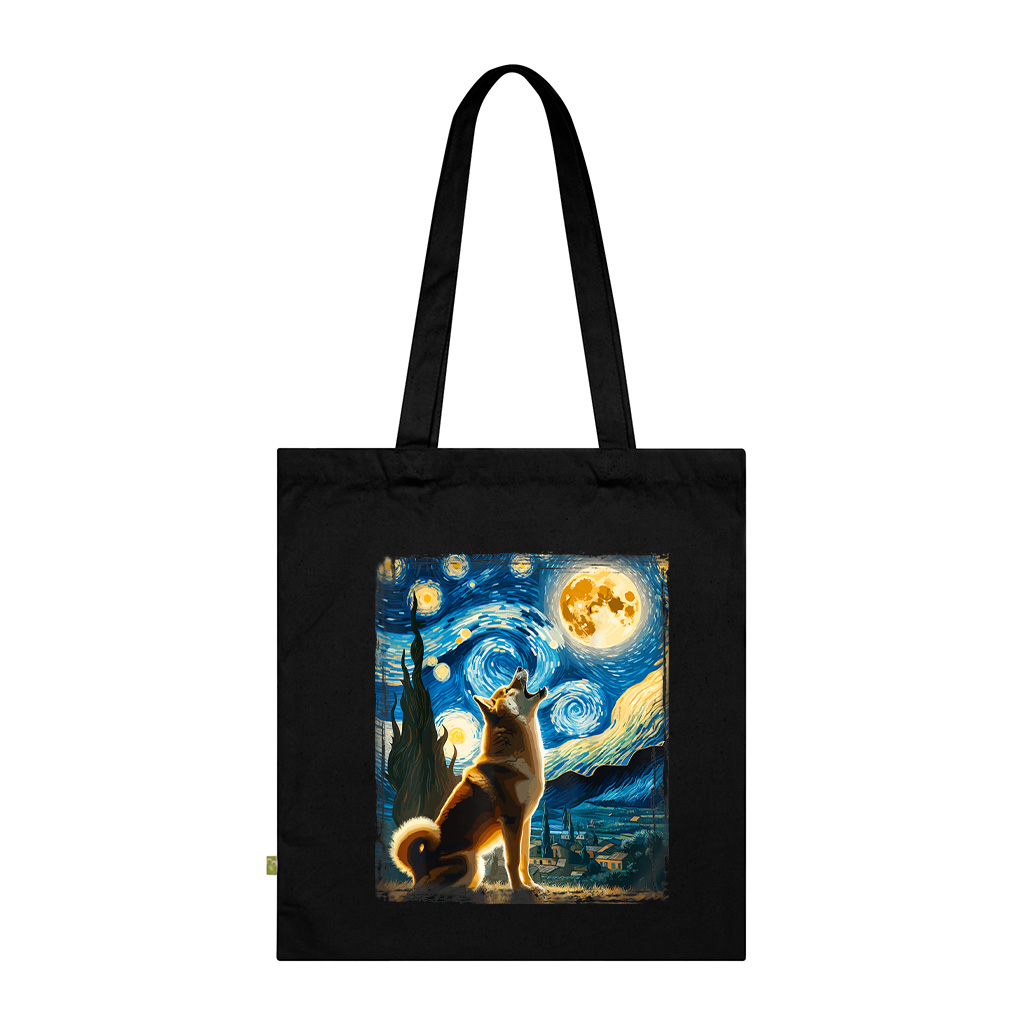 Shiba Inu Dog Canine Art Van Gogh Starry Night Shiba Inu Tote Bag