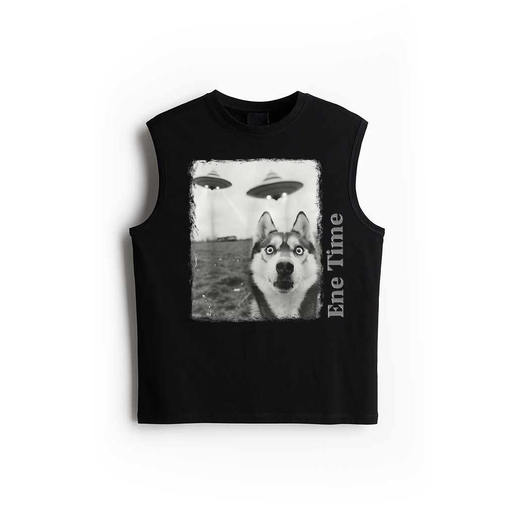 Siberian Husky Dog UFO Alien Extraterrestrial Selfie Tank Top