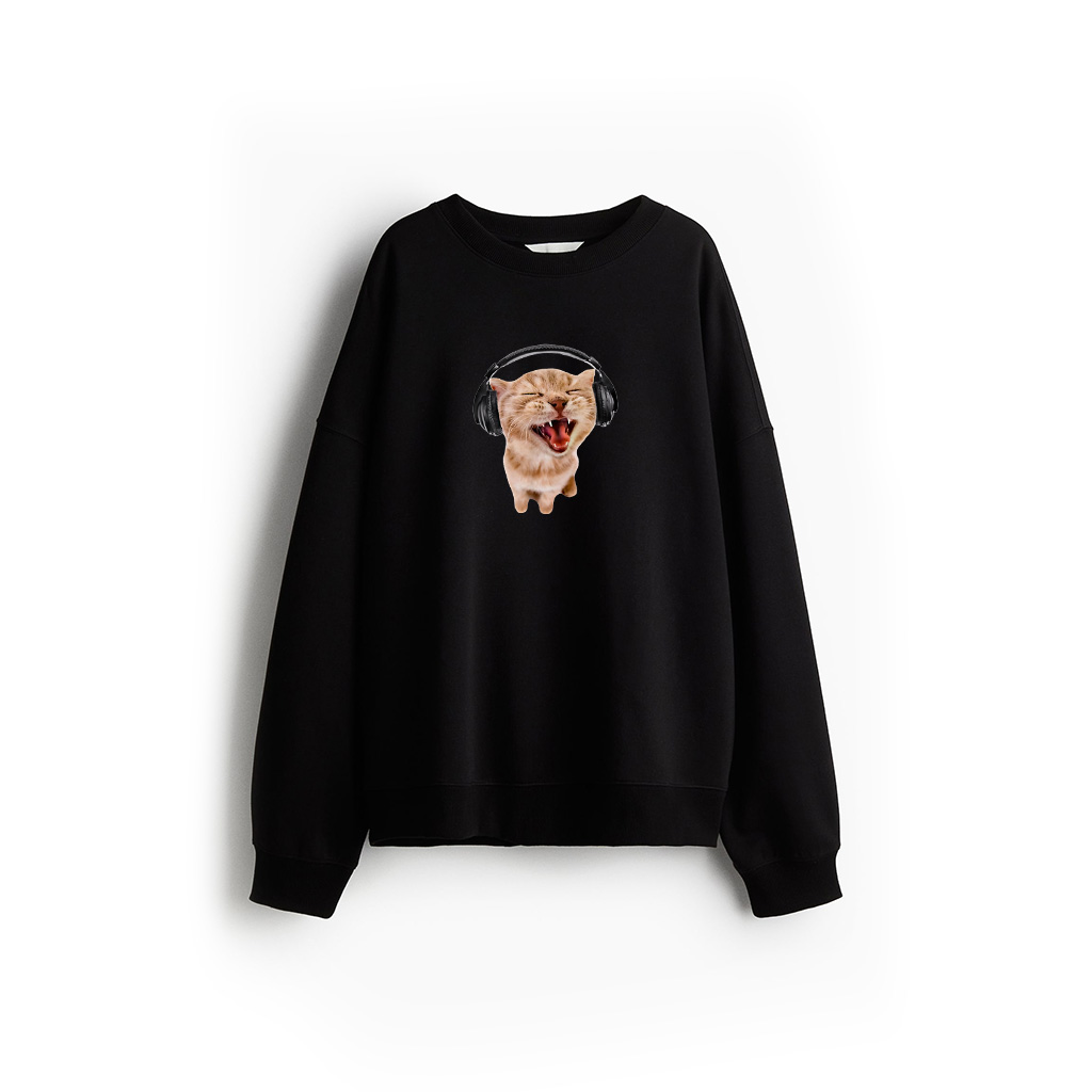 Silly Cat With Headphones Sweatshirt