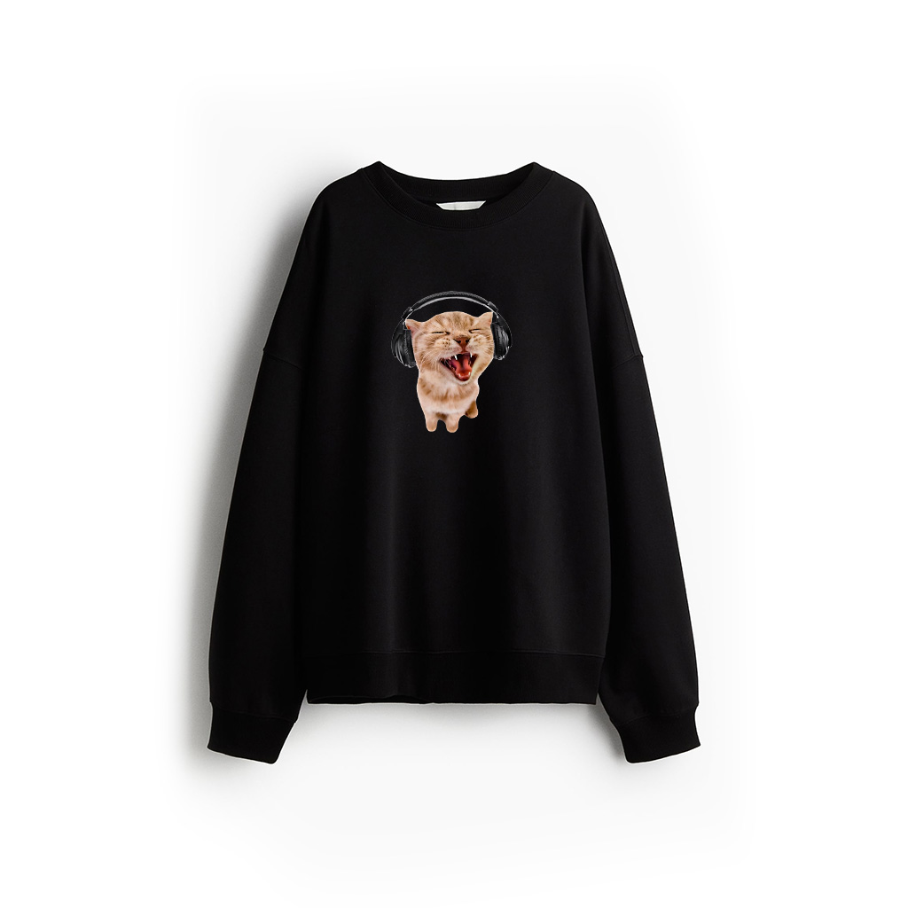 Silly Cat With Headphones Sweatshirt