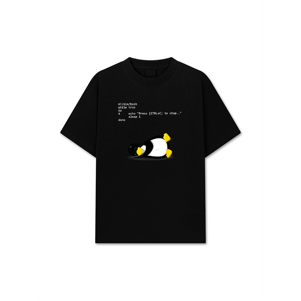 Sleeping Tux Loop Linux Geek Nerd Penguin T-Shirt T-Shirt