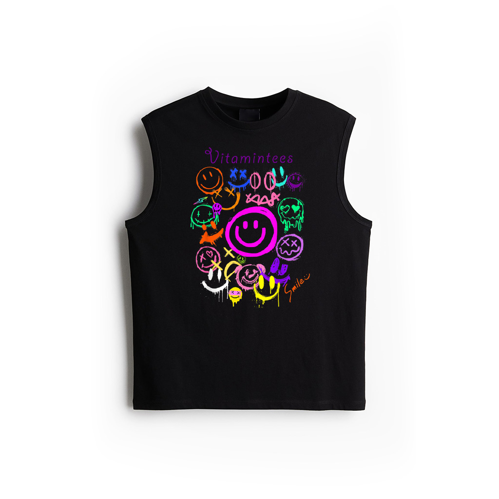 Smile Face Emoticons Fun Vivid Graffiti Smileys, Graphic Tank Top