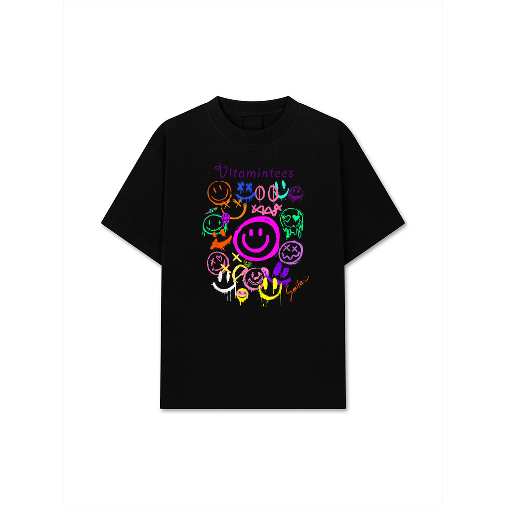 Smile Face Emoticons Fun Vivid Graffiti Smileys, Graphic T-Shirt