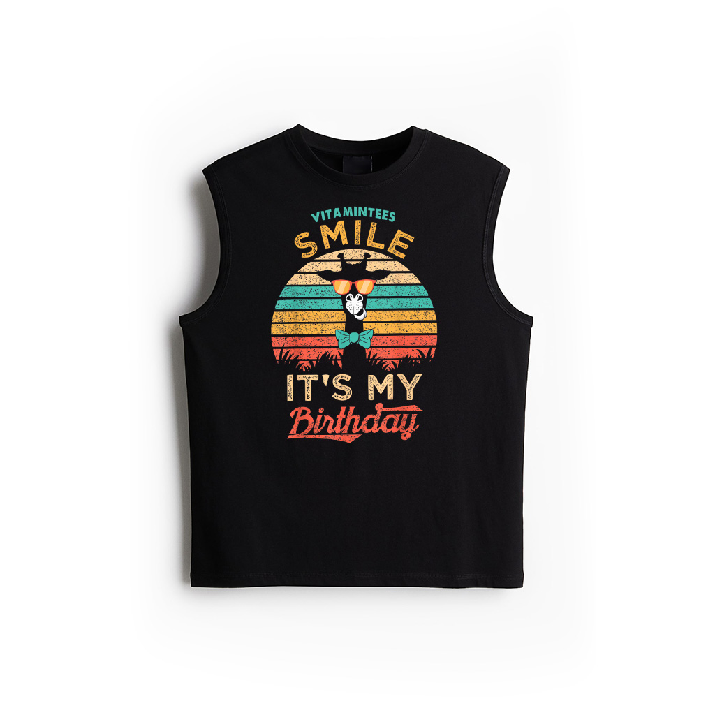 Smile It's My Birthday Funny Giraffe Glasses And Bow Tie Tank Top