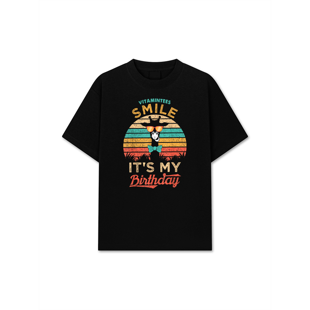 Smile It's My Birthday Funny Giraffe Glasses And Bow Tie T-Shirt