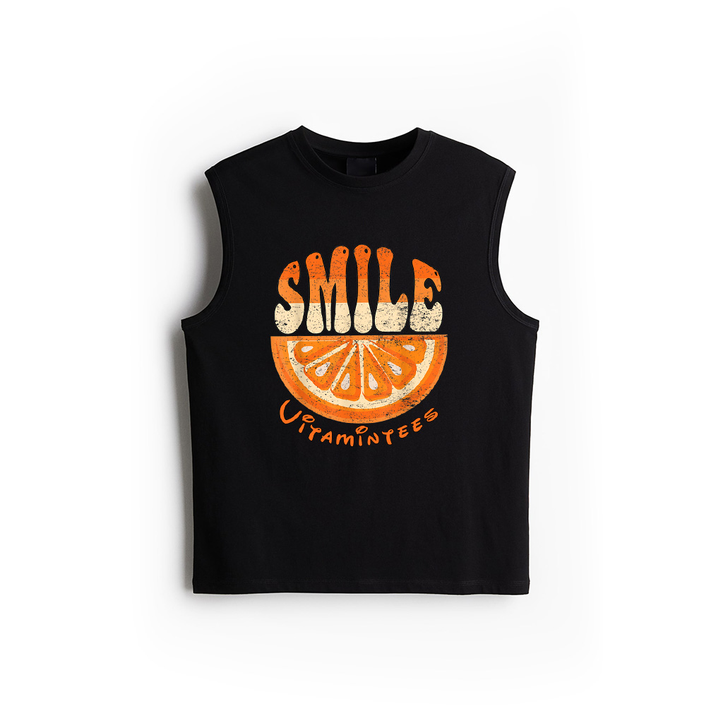 Smile Orange Slice Vintage Shirts Funny Orange Fruit Lover Tank Top