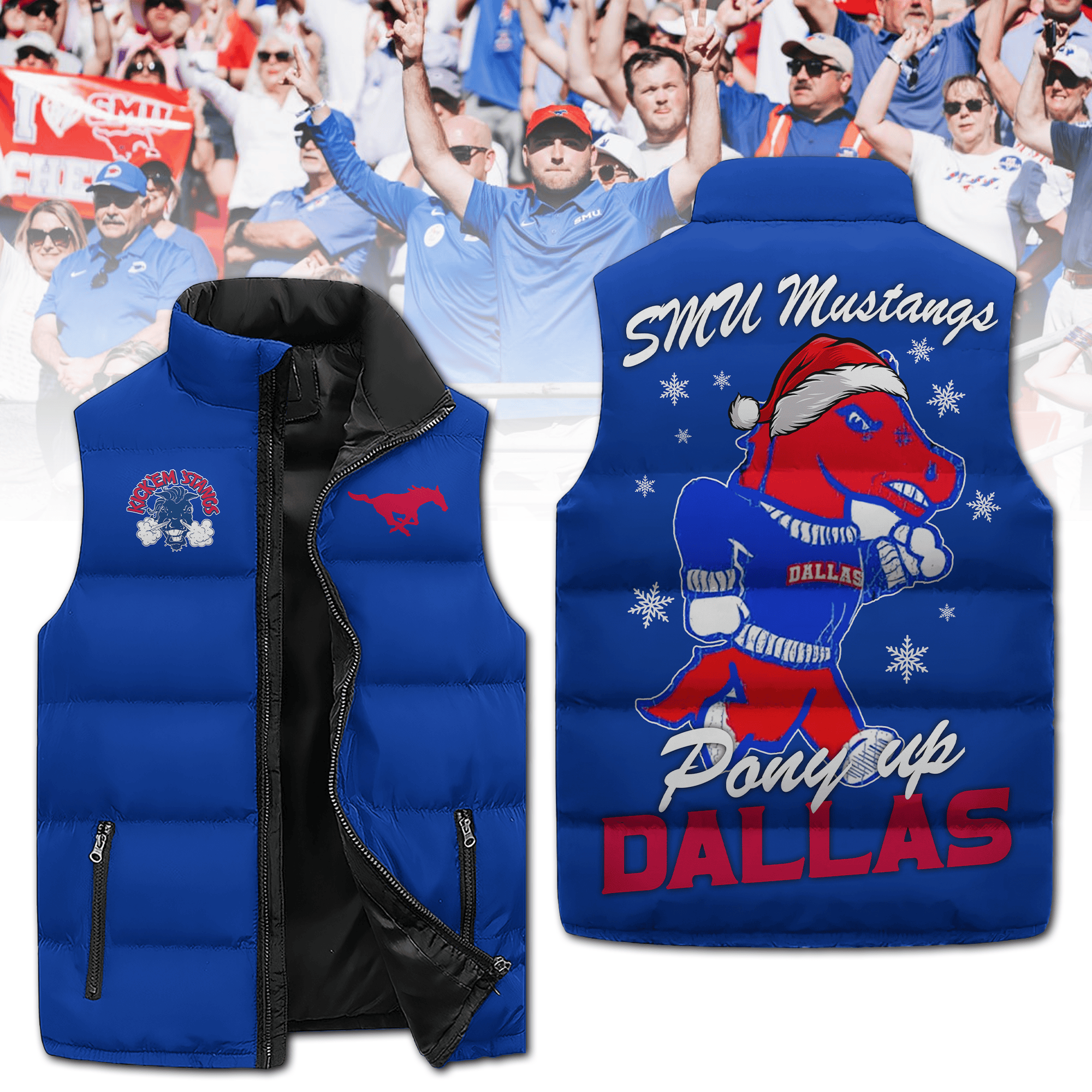 SMU Mustangs NCAA Sleeveless Puffer Jacket