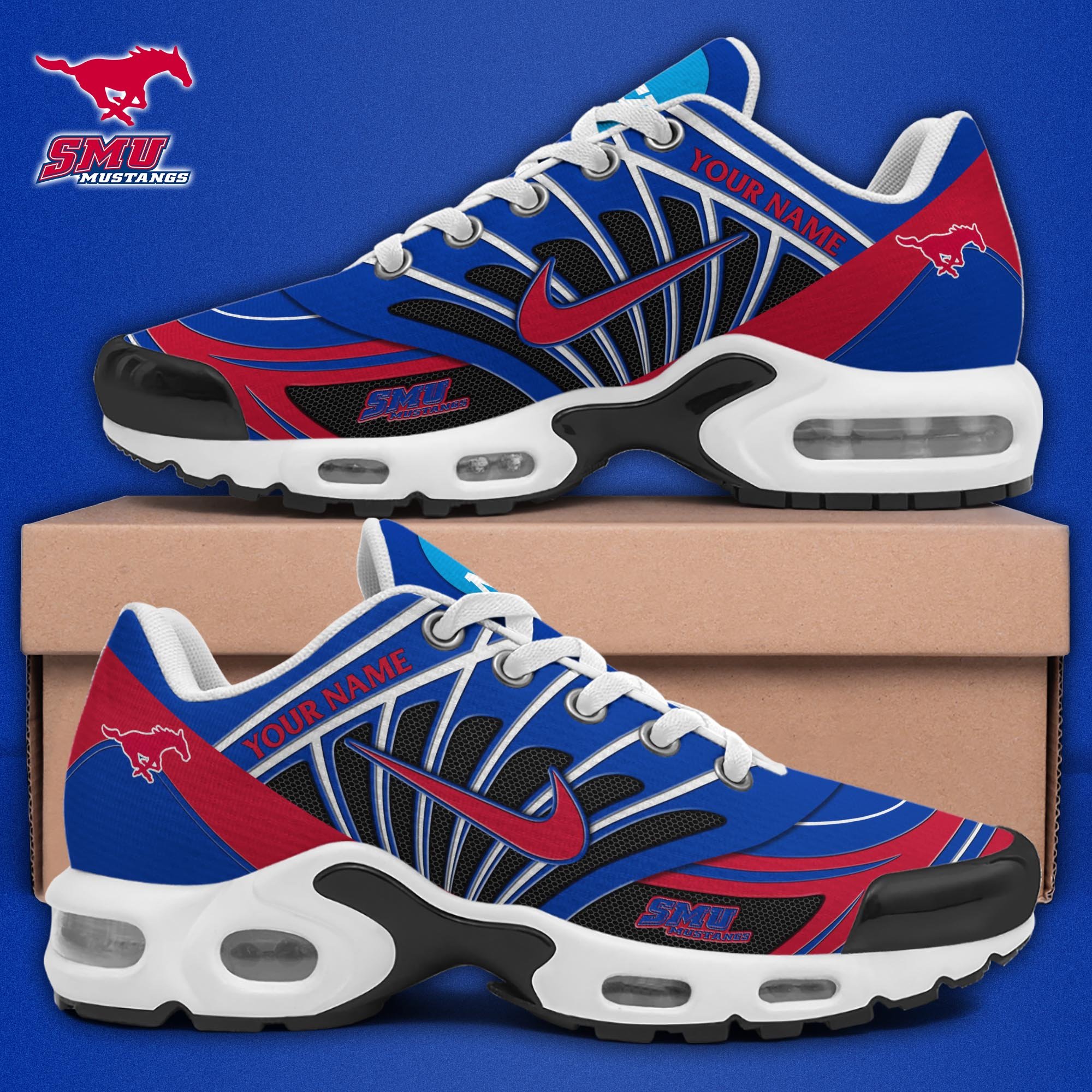 SMU Mustangs TN Shoes 2025 Version Custom Name, Sport Shoes For Fan, Fan Gifts