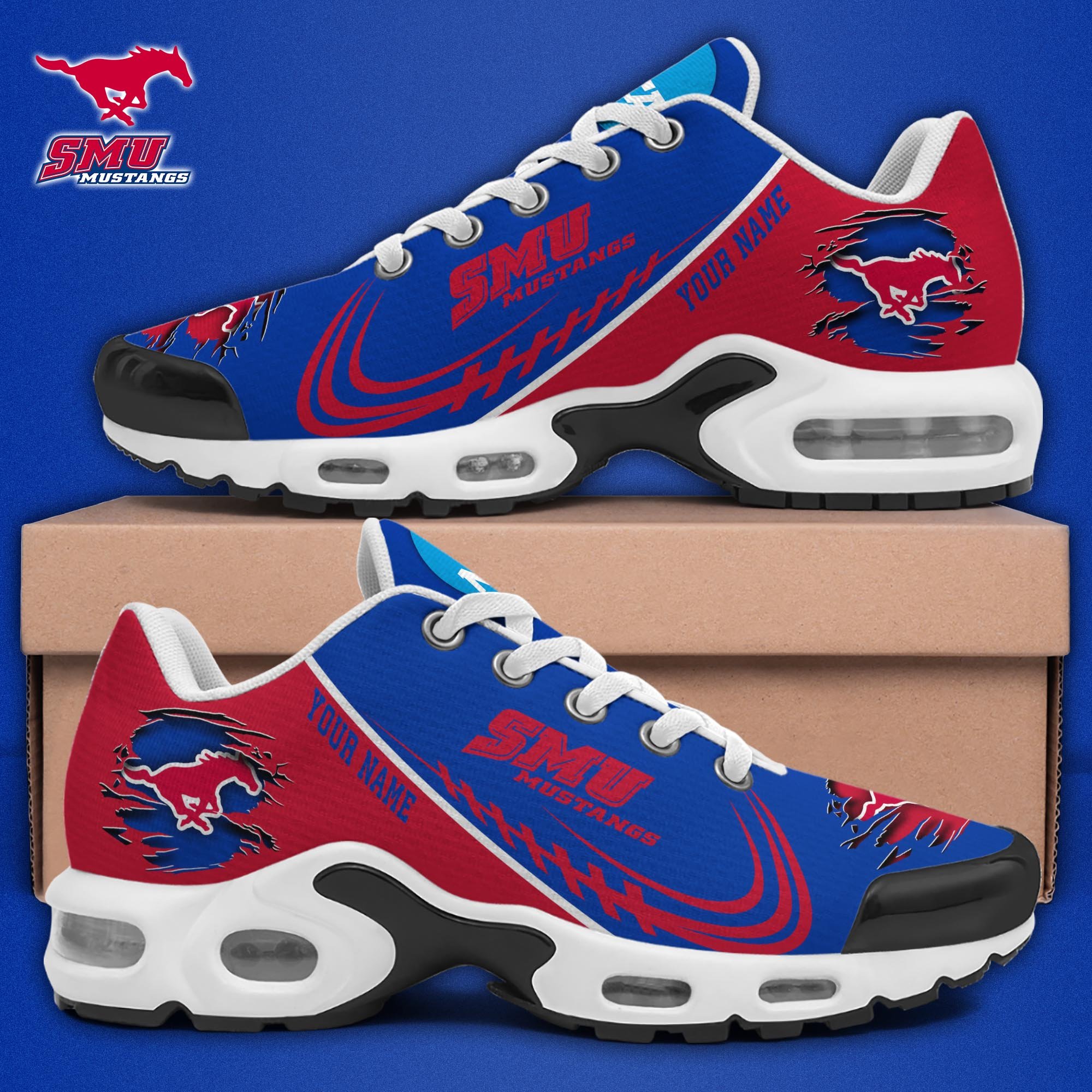 SMU Mustangs TN Shoes 2025 Version Custom Name, Sport Shoes For Fan, Fan Gifts