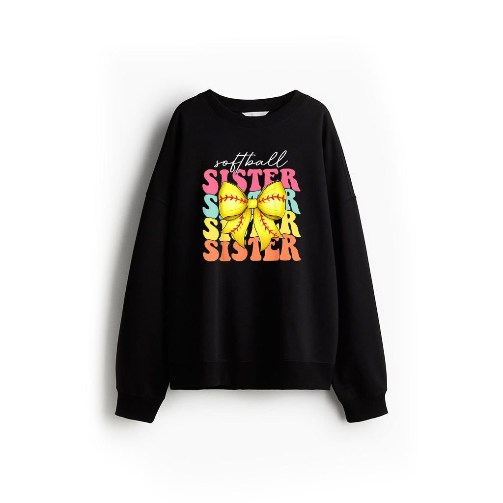 Softball Coquette Bow Softball Mothers Day Softball Sister Sweatshirt 21-07-2025