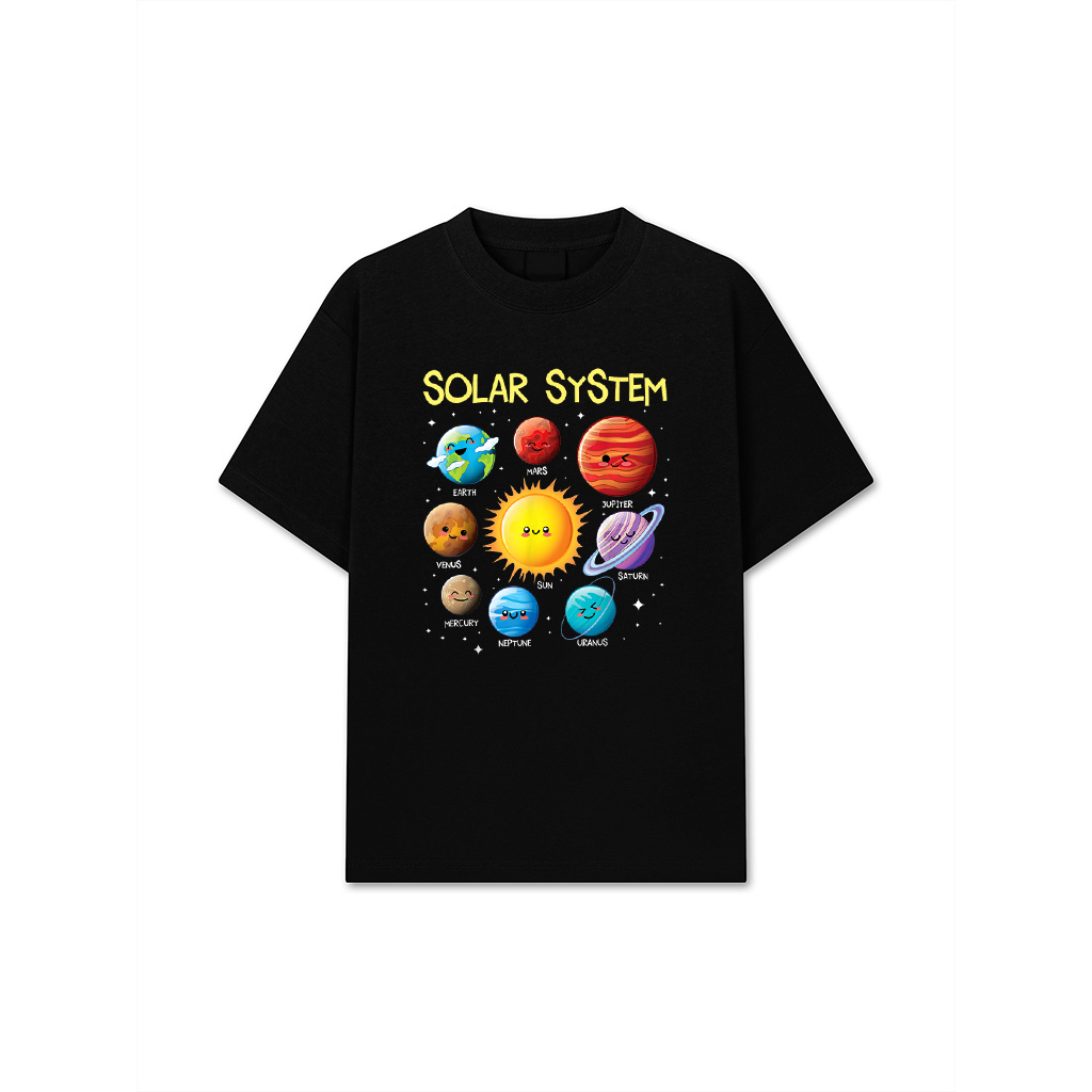 Solar System Cute Face Planets Space Science Teacher School T-Shirt