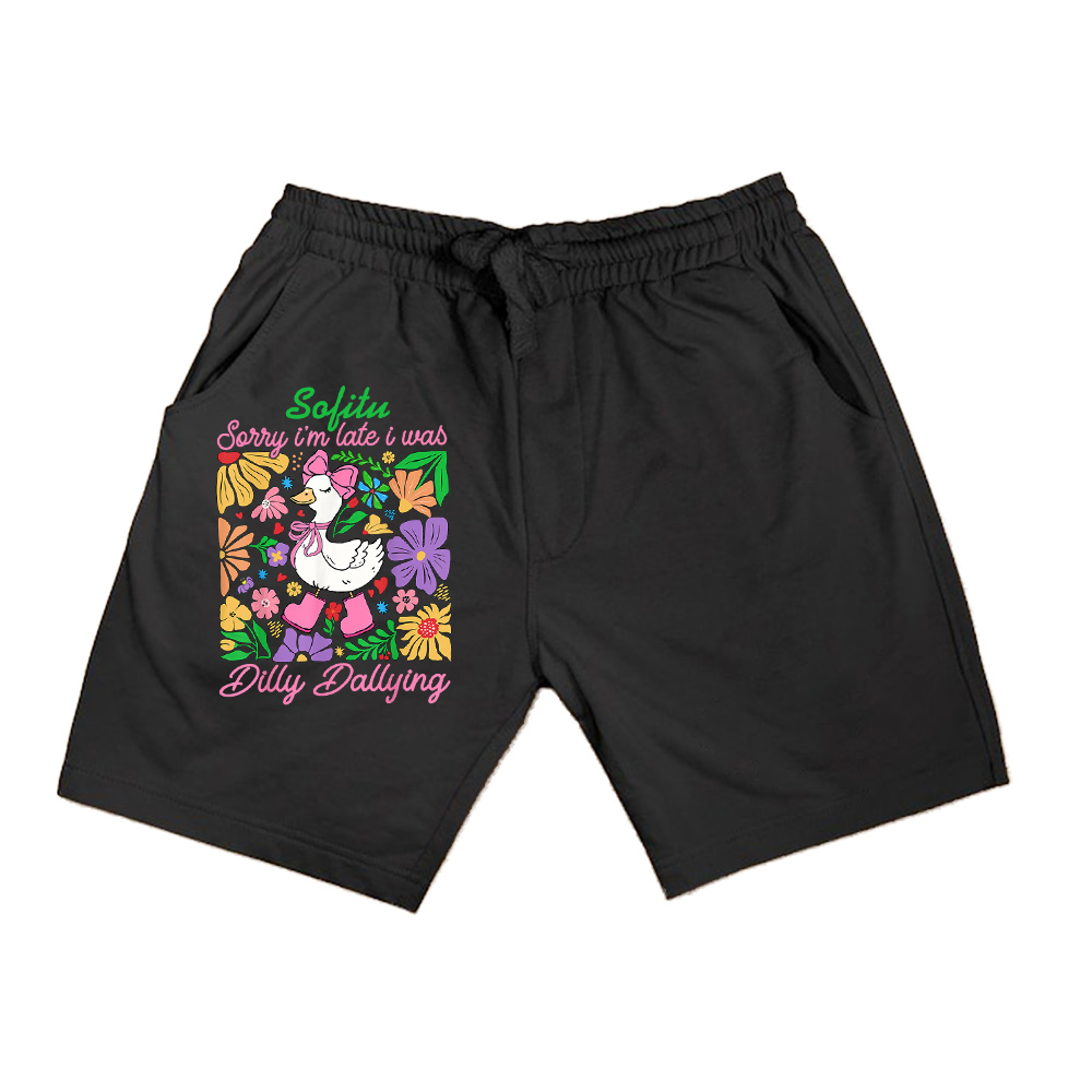 Sorry I'm Late I Was Dilly Dallying Boho Floral Goose Mama Shorts