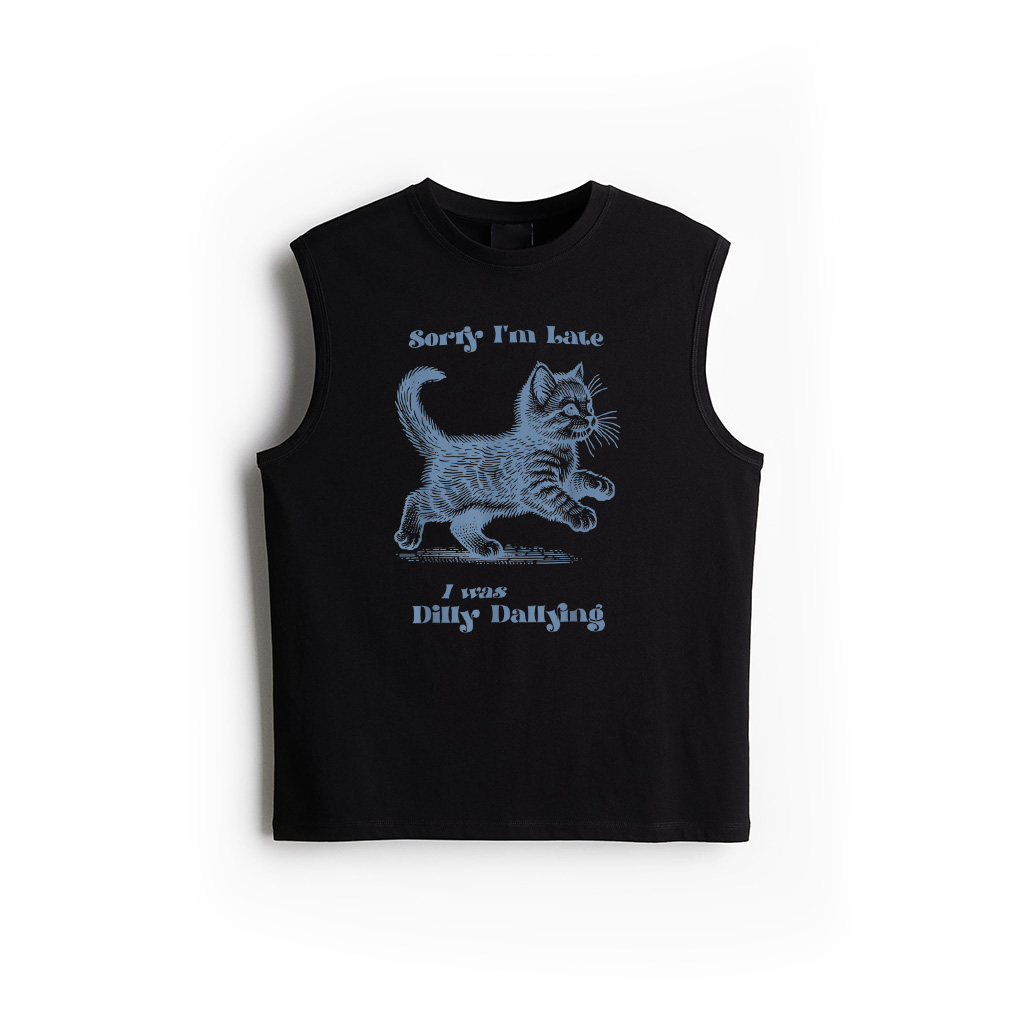 Sorry I'm Late I Was Dilly Dallying Kitty Cat Kitten Girls Tank Top