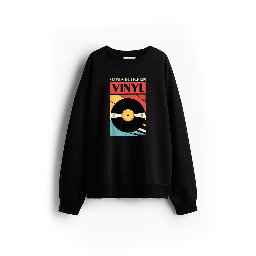 Sounds Better On Vinyl, Vintage Vinyl Record Collector Sweatshirt