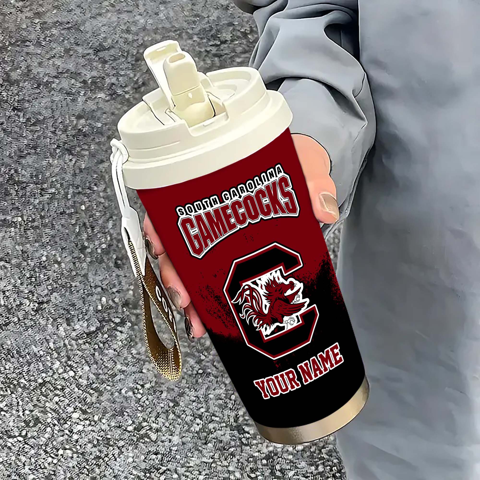 South Carolina Gamecocks Insulated Coffee Mug With Straw And Lid, Portable Coffee Travel Mug For Car, Fan Gifts