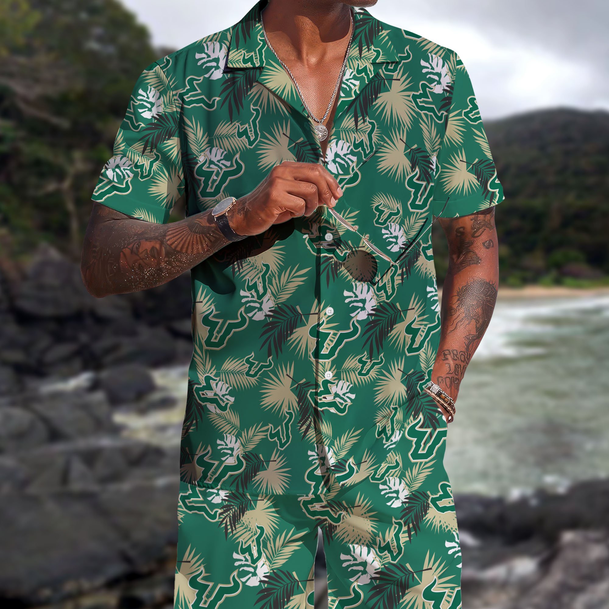 South Florida Bulls Hawaiian Shorts Set 2025 Version, Hawaiian Shirts, Sports Shorts, Gifts For Fan