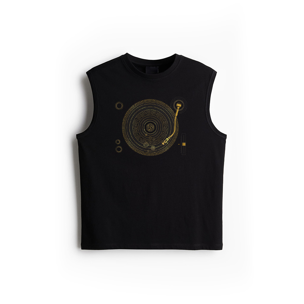 Space DJ Graphic Solar System Turntable EDM Tank Top