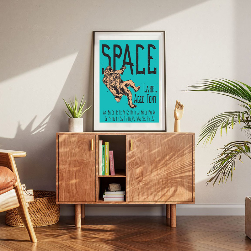 Space Label Aged Font Poster