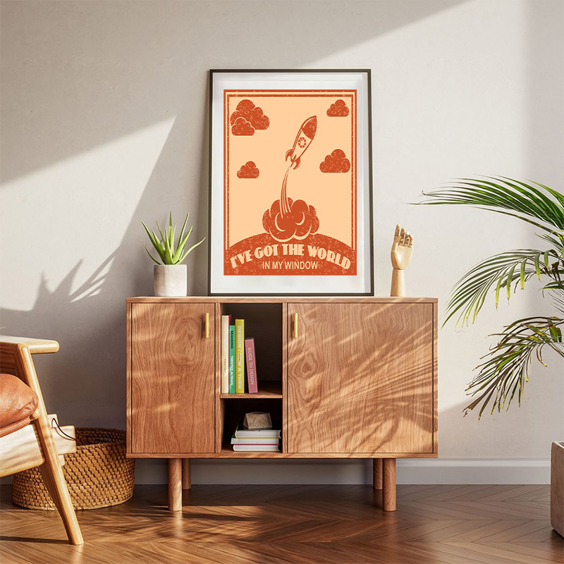 Space Rocket Ship I Have Got The World In My Window Poster