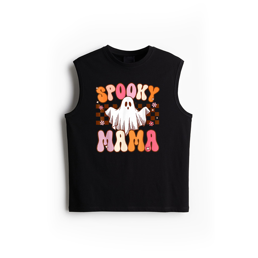 Spooky Mama Groovy Vintage Ghost Halloween Spooky Mom Mother Tank Top