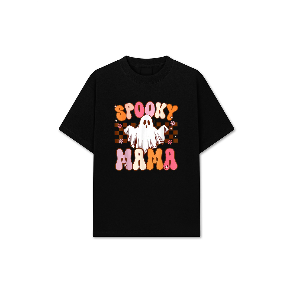 Spooky Mama Groovy Vintage Ghost Halloween Spooky Mom Mother T-Shirt