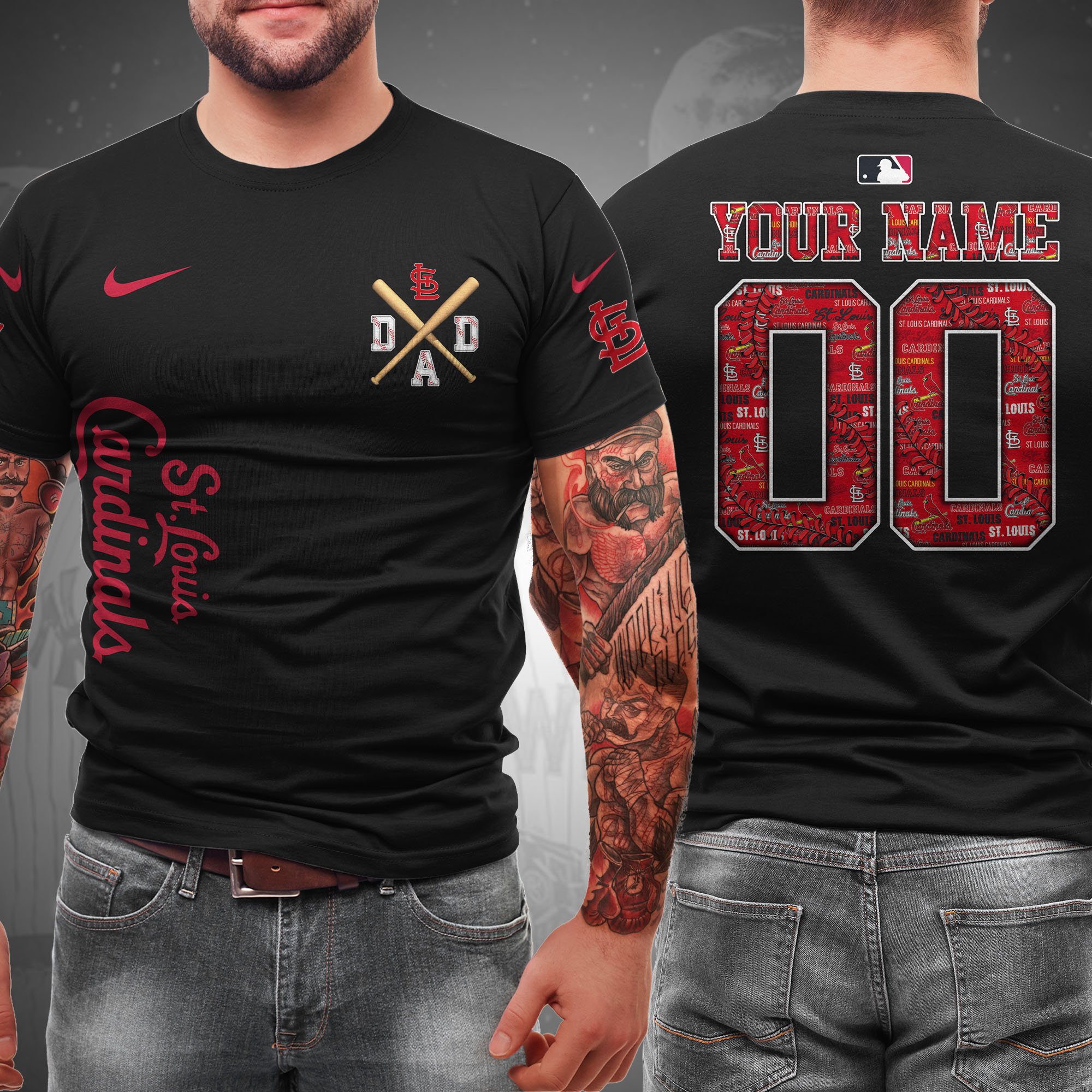 St Louis Cardinals T-Shirt Custom Name And Number, Sport Team Shirt, Gifts For Dad 