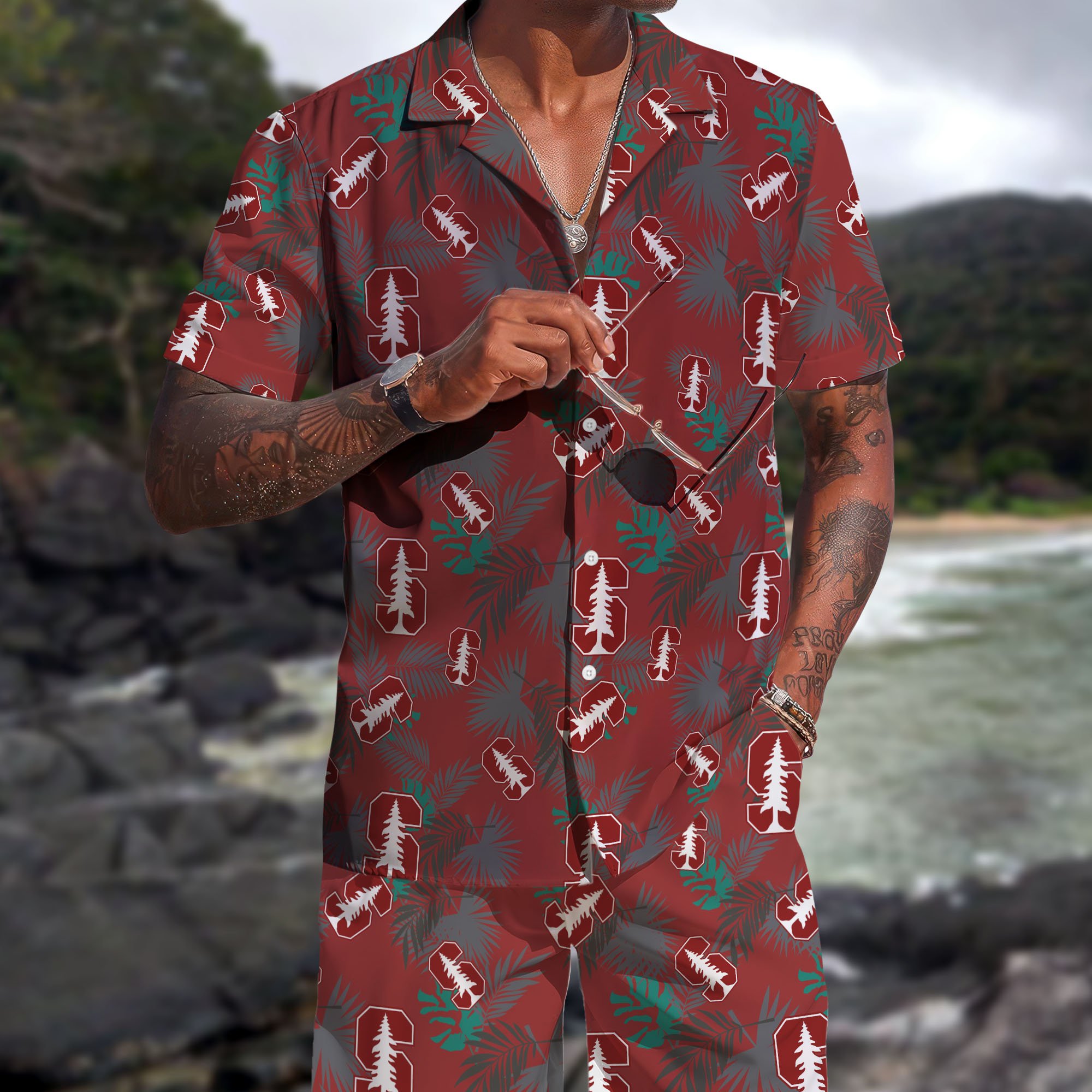 Stanford Cardinal Hawaiian Shorts Set 2025 Version, Hawaiian Shirts, Sports Shorts, Gifts For Fan