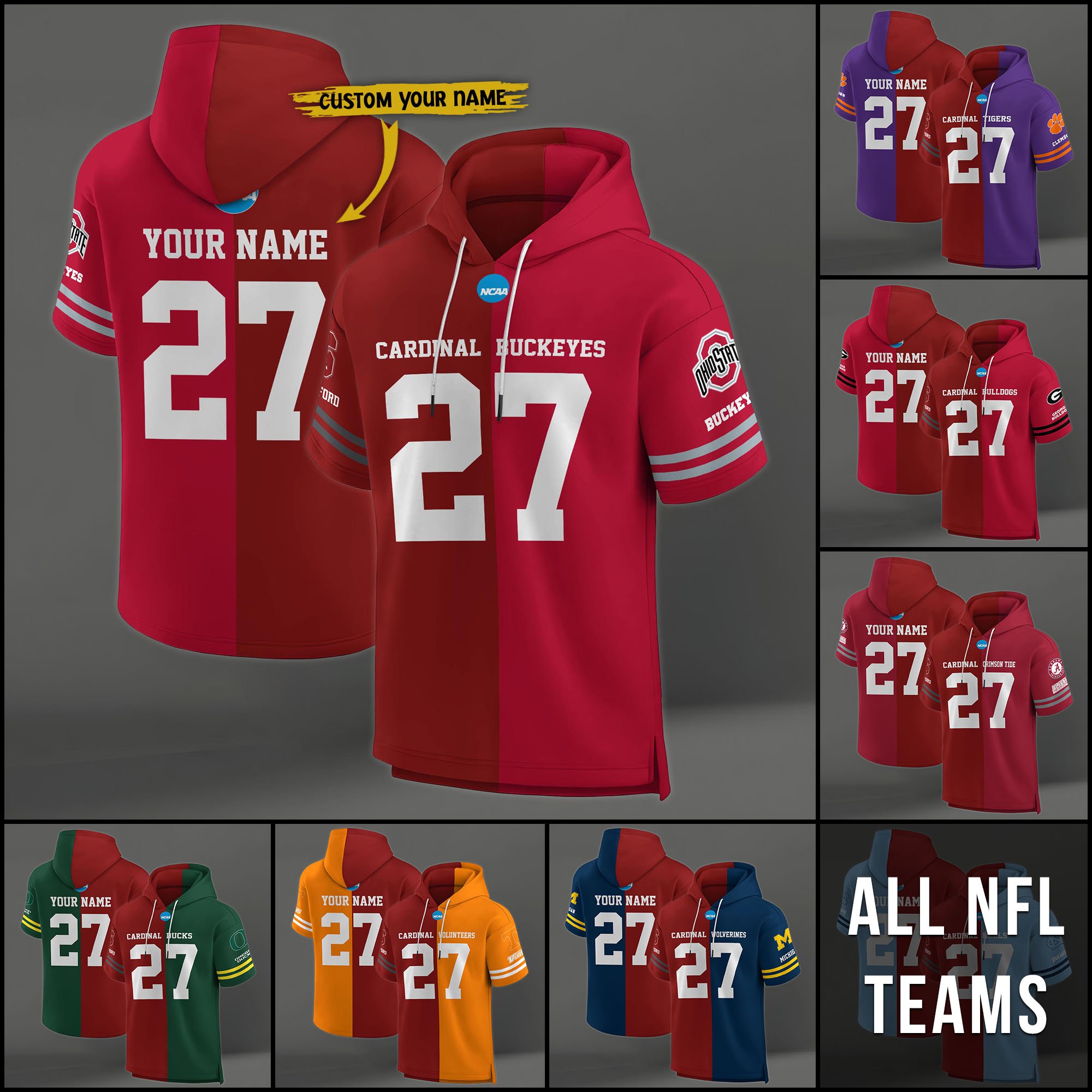 Stanford Cardinal House Divided Hoodie Custom Name, Number And Team, Hoodie For Football Fans