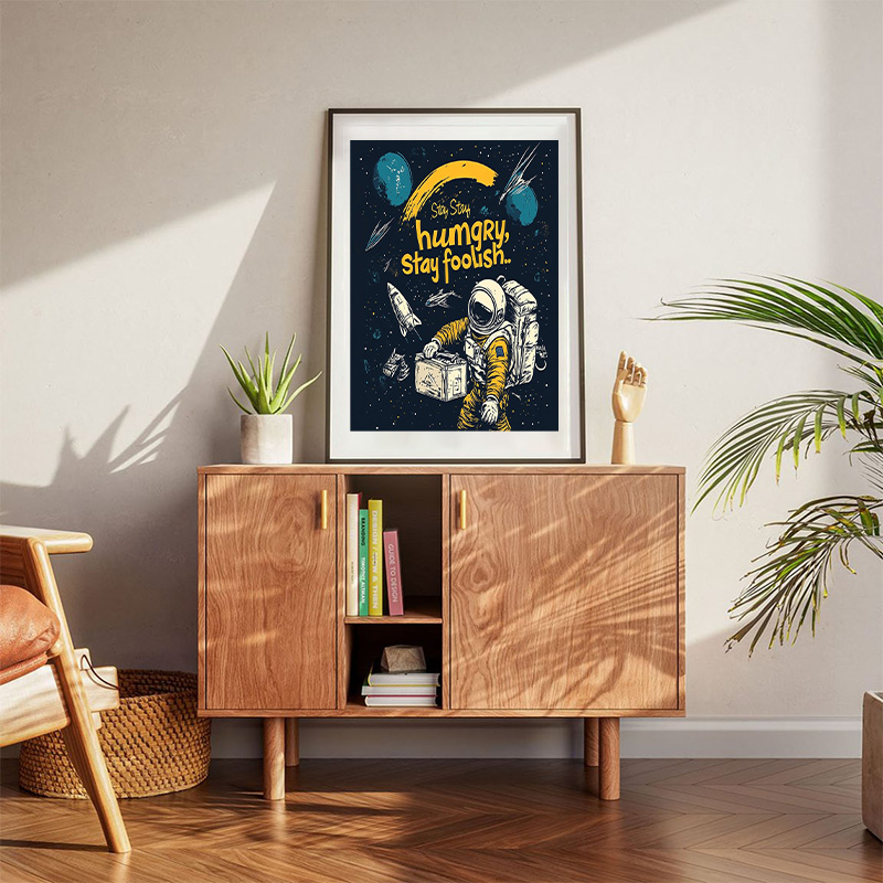 Stay Hungry Stay Foolish Yellow Poster